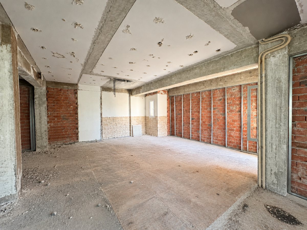 Vivienda vaciada hasta los muros de ladrillo y la estructura original